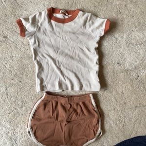 Vintage tee style shirt and sport shorts from Fin and Vince.